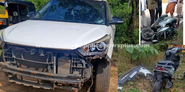 ಕಾರು ಬೈಕ್ ಡಿಕ್ಕಿ ಕಾರಿನೊಂದಿಗೆ ಚಾಲಕ ಪರಾರಿ