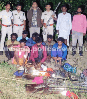 ಐದು ಬಂದೂಕುಗಳೊಂದಿಗೆ ಏಳು ಬೇಟೆಗಾರರ ಬಂಧನ